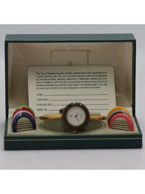 Gucci Change Bezel 11 12 Quartz Bangle Watch White Dial